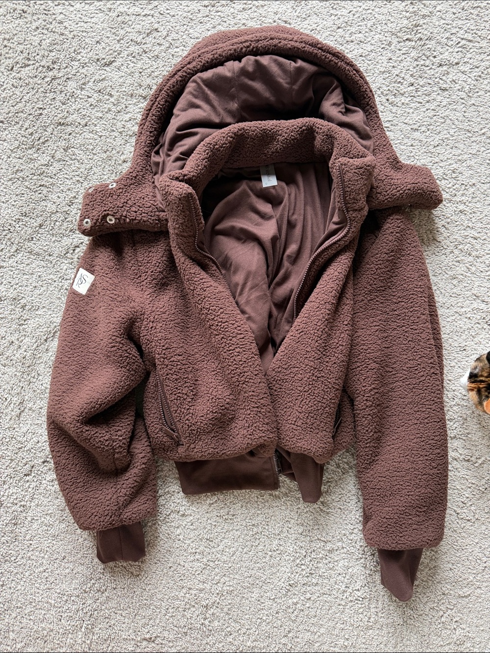 Altar'd State Brown Sherpa Ski Jacket with Hood